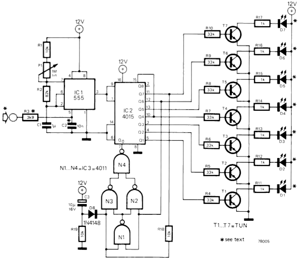 Pseudo Random Lauflicht Elektor 1978
